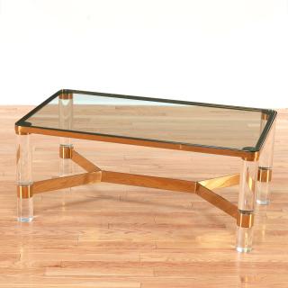 Appraisal: Signed Karl Springer coffee table Signed Karl Springer coffee table