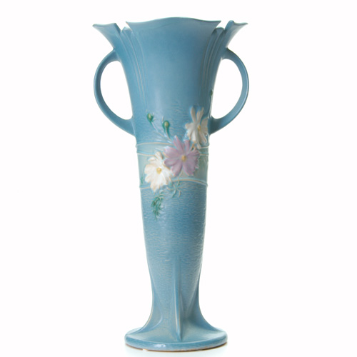 Appraisal: ROSEVILLE Blue Cosmos tall flaring vase - chip to rim