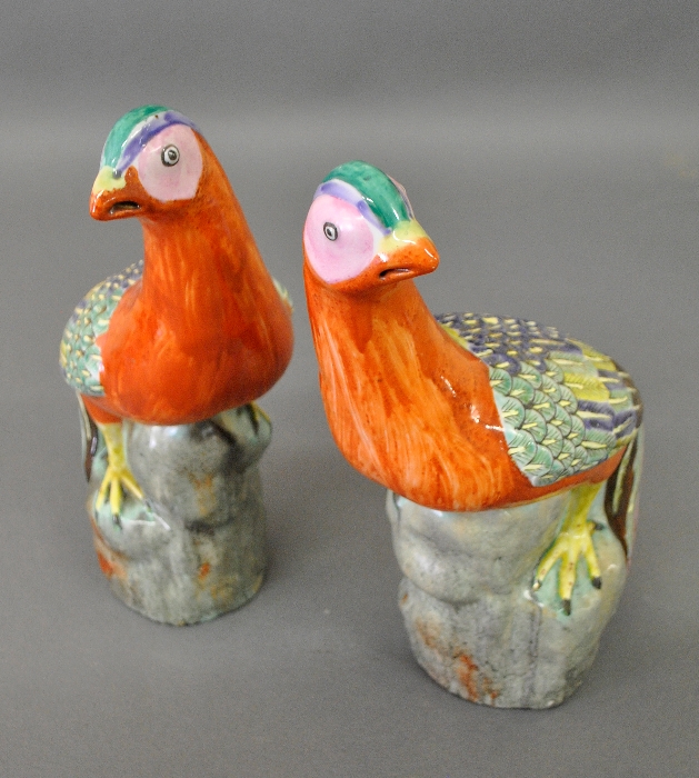 Appraisal: - Pair of Chinese porcelain orange pheasants h x w