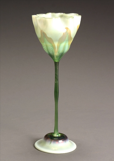 Appraisal: Tiffany Favrile Glass Floriform Vase Circa Having a light green