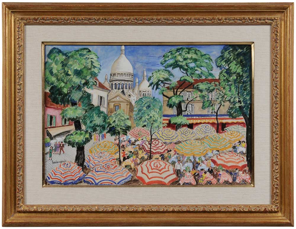 Appraisal: Lucien Genin French - Caf in Montmartre Paris signed lower