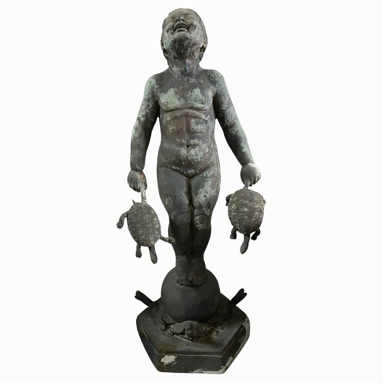 Appraisal: Child with Turtles Bronze Sculpture Child with Turtles Bronze Sculpture