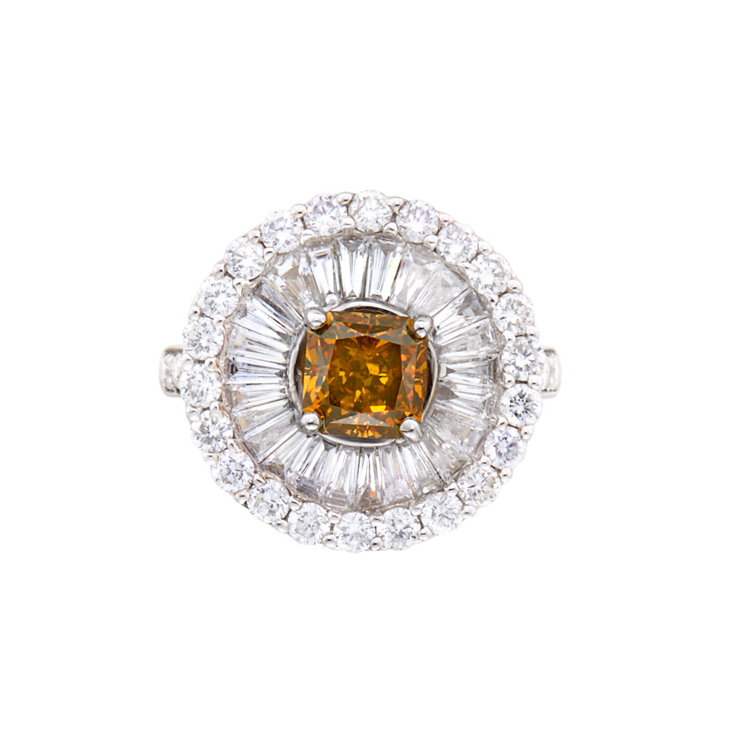 Appraisal: White Gold Fancy Deep Brownish Yellowish Orange Diamond and Diamond