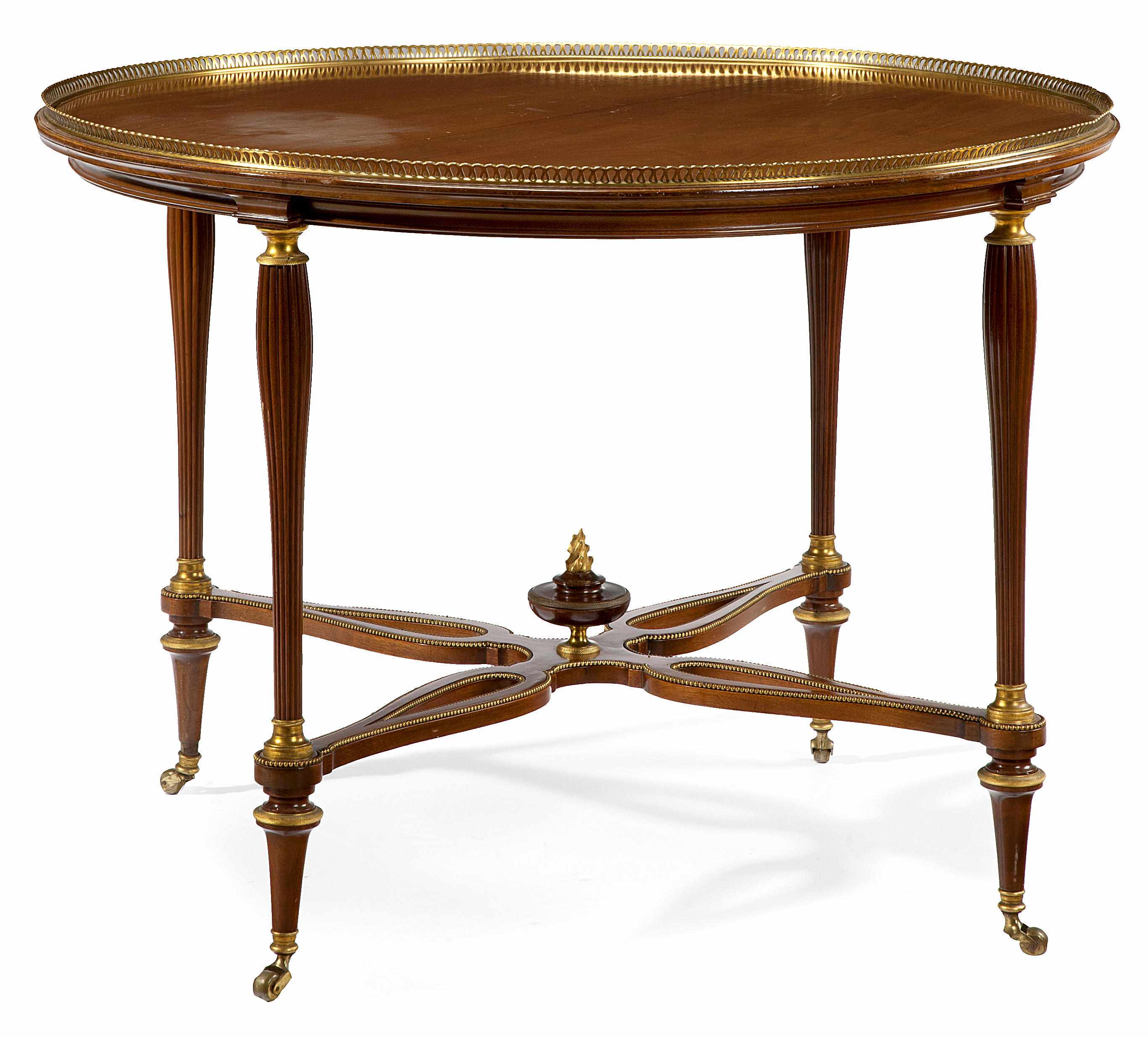 Appraisal: A Louis XVI style gilt bronze mounted walnut table de