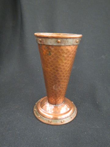 Appraisal: Arts Crafts Handhammered Copper Vase applied metal bands