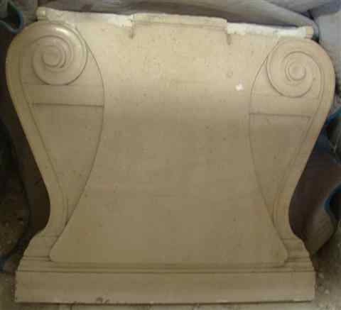 Appraisal: PAIR OF LARGE MARBLE FLUTED AND SCROLL FORM TRESTLE SUPPORTS