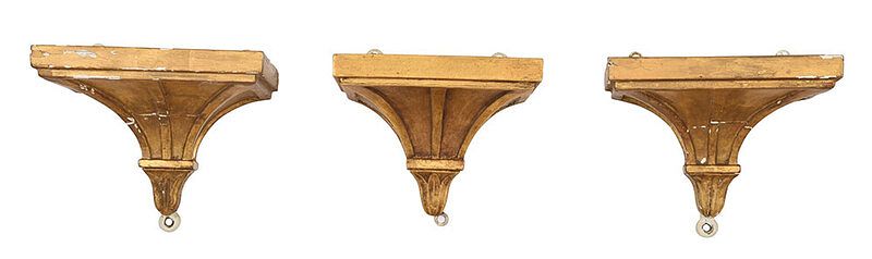 Appraisal: Three Classical Gilt Wall Brackets Continental comprising a pair of