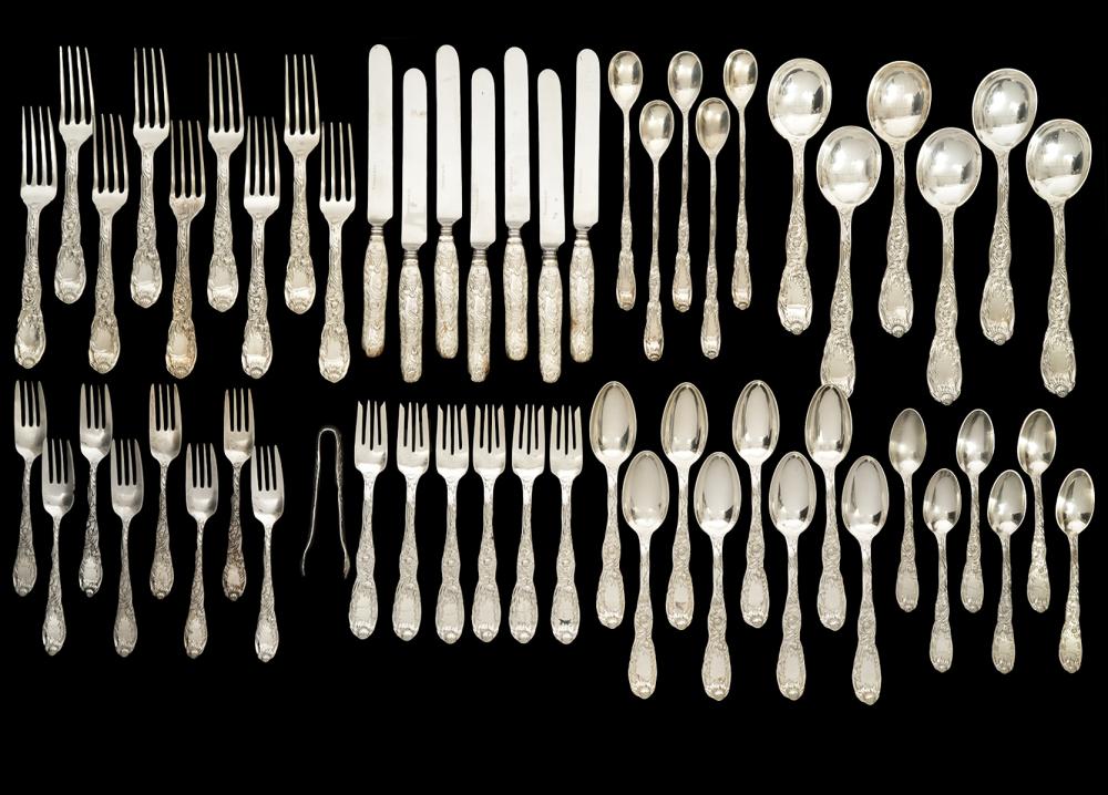 Appraisal: PCS TIFFANY STERLING CHRYSANTHEMUM FLATWARE pieces sterling Tiffany Chrysanthemum Flatware