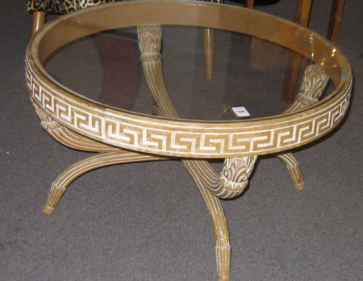 Appraisal: MANNER OF ROBSJOHN GIBBINGS Classical style occasional table with circular