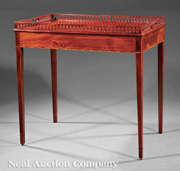 Appraisal: An American Federal-Style Inlaid Mahogany Silver Table th c and