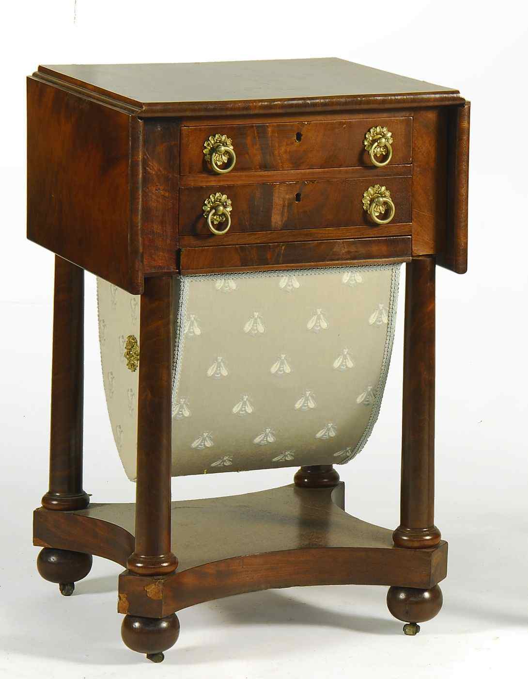 Appraisal: ANTIQUE AMERICAN EMPIRE DROP-LEAF SEWING TABLESecond Quarter of the th