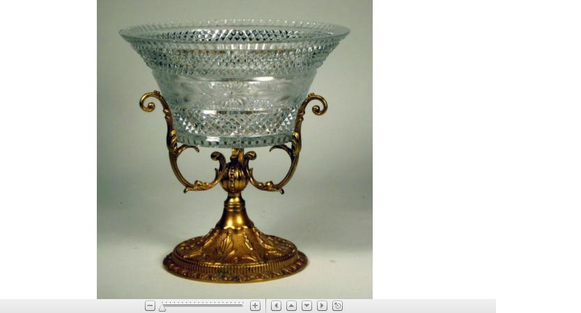 Appraisal: Empire style gilt metal and cut glass tazza The etched