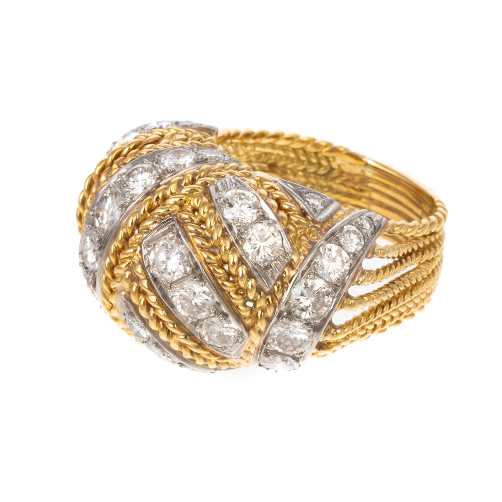 Appraisal: AN IMPRESSIVE CTW DIAMOND DOME RING IN K K yellow