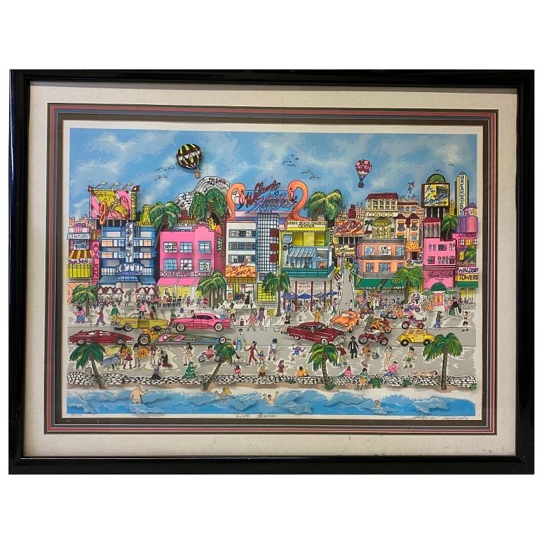 Appraisal: Charles Fazzino Miami Beach Pop Art Charles Fazzino Miami Beach