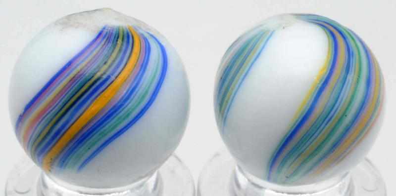 Appraisal: Lot of Banded Opaque Marbles Lot of two beautiful white