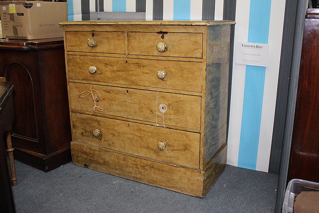 Appraisal: AN EARLY TH CENTURY PAINTED PINE CHEST of two short