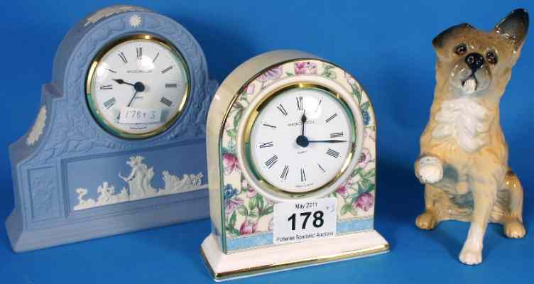 Appraisal: Wedgwood Jasper Mantle Clock height cm Wedgwood Sarah Clock seconds