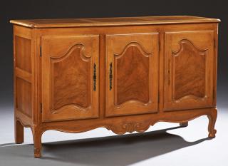 Appraisal: French Louis XV Style Carved Cherry Sideboard t French Louis