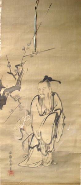 Appraisal: Anonymous th th Century Jurojin and crane Hanging scroll ink