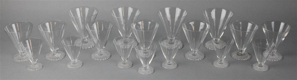 Appraisal: LALIQUE PART STEMWARE SERVICE modern including four glasses h in