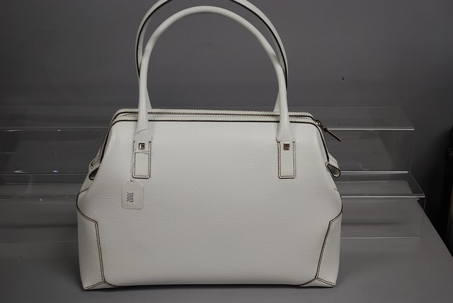 Appraisal: Salvatore Ferragamo white large pigskin leather satchel handbag with zip