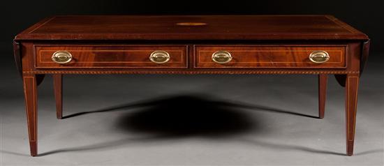 Appraisal: Federal style inlaid mahogany drop leaf coffee table Potthast Brothers