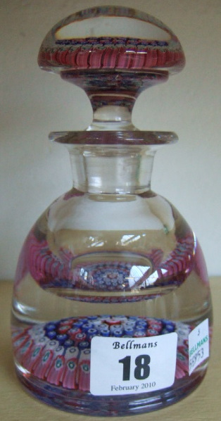 Appraisal: A Whitefriars millefiori glass scent bottle and stopper with mainly