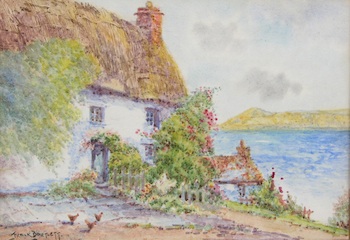 Appraisal: Frank Bartlett British th Century A cottage by the sea