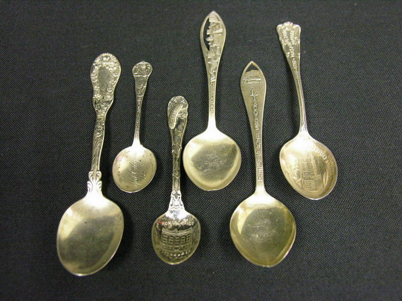 Appraisal: SIX STERLING SOUVENIR SPOONS Nebraska Washington Square - First Pres