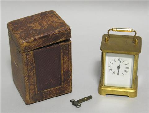 Appraisal: VICTORIAN WATERBURY CO CARRIAGE CLOCK Cased and with key h