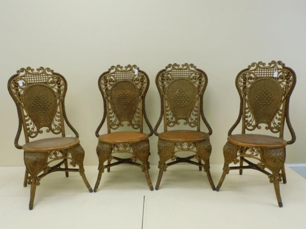 Appraisal: reception chairs ca - Rattan with maple frames probably made