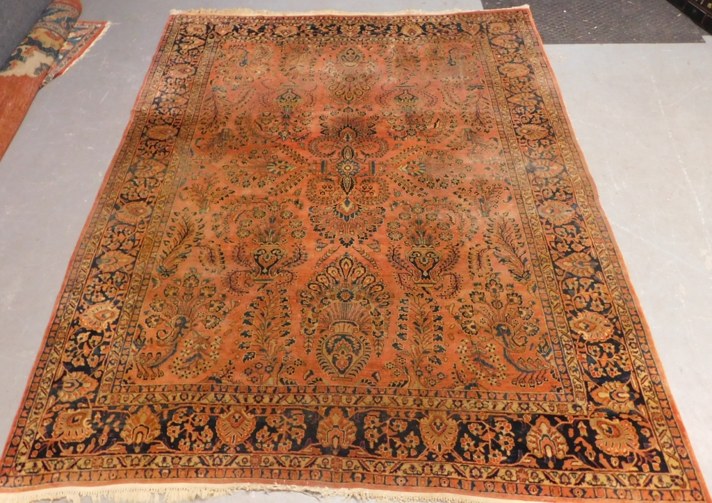 Appraisal: ANTIQUE ORIENTAL SAROUK RUST BOTANICAL RUG Middle East Circa Leafy