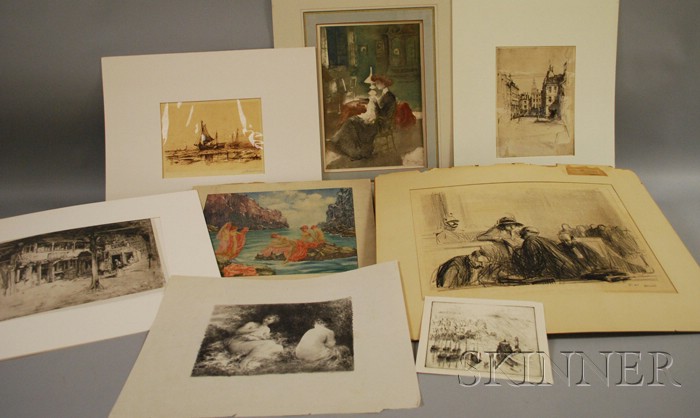 Appraisal: Lot of Eight Unframed Prints Hayley Lever American - Harbor