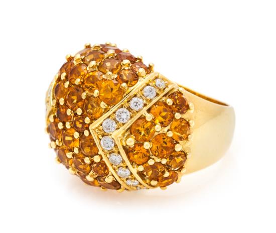 Appraisal: Sale Lot An Karat Yellow Gold Citrine and Diamond Bombe