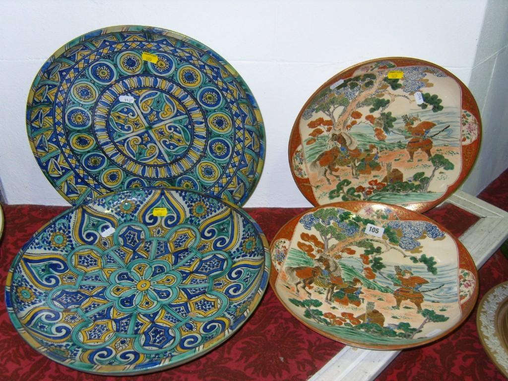 Appraisal: A pair of late th century Satsuma chargers with painted