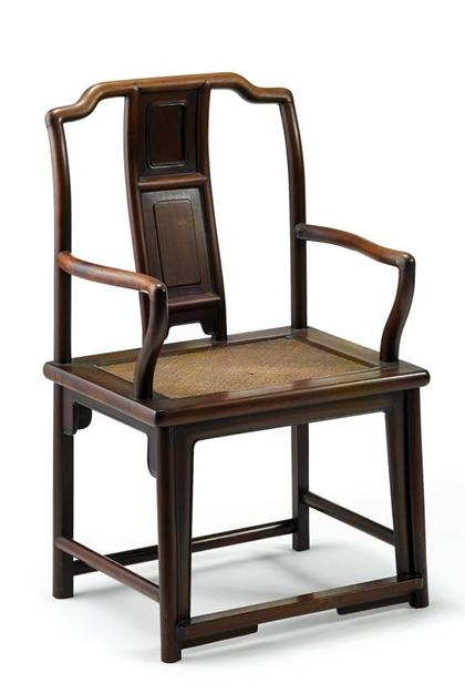 Appraisal: Chinese carved hongmu and burlwood armchair th century