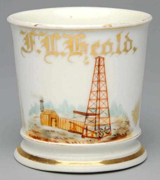 Appraisal: Oil Drilling Rig Shaving Mug Gilt name F C Geald