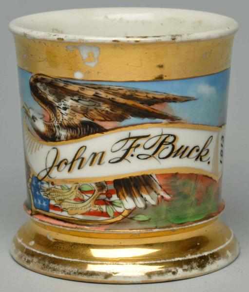 Appraisal: John F Buck Shaving Mug Name John F Buck written