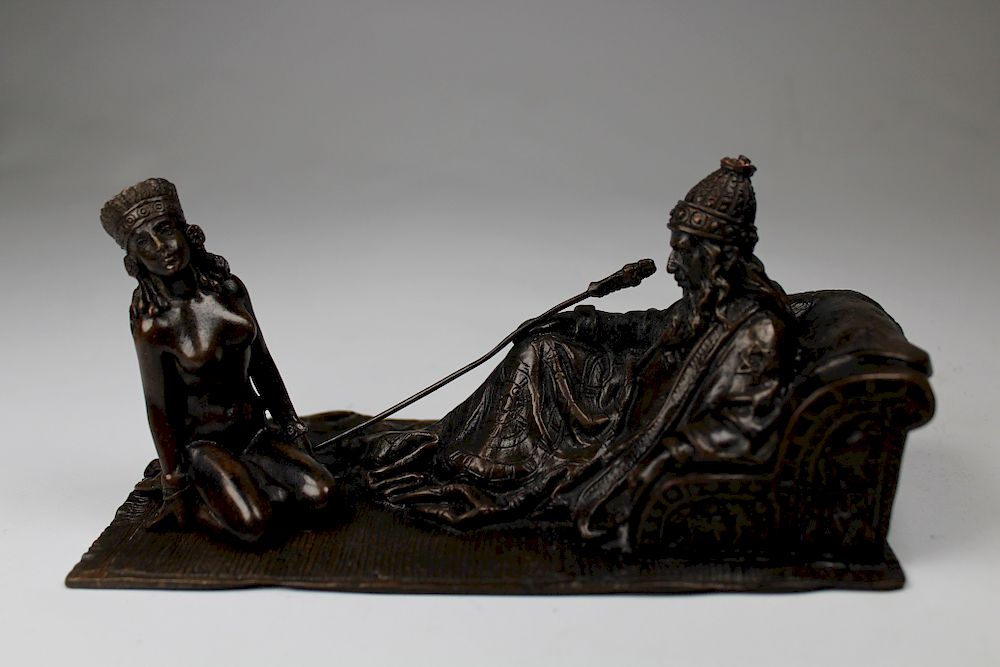 Appraisal: Bronze Orientalist Figural Grouping Signed Bronze Orientalist Figural Grouping a