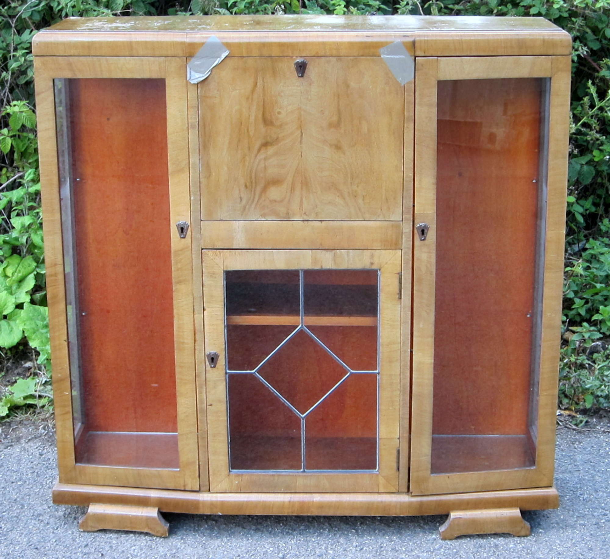 Appraisal: Walnut display drinks cabinet