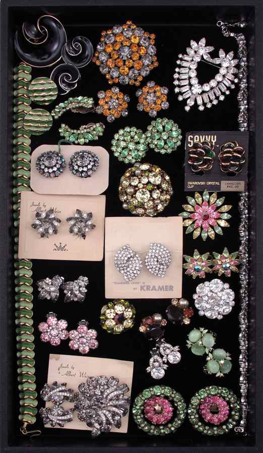 Appraisal: TRAY LOT OF SIGNED COSTUME JEWELRY To include colorful Austrian