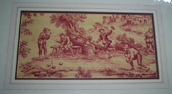 Appraisal: Two Toile de Jouy silk fragments depicting dancing and playing