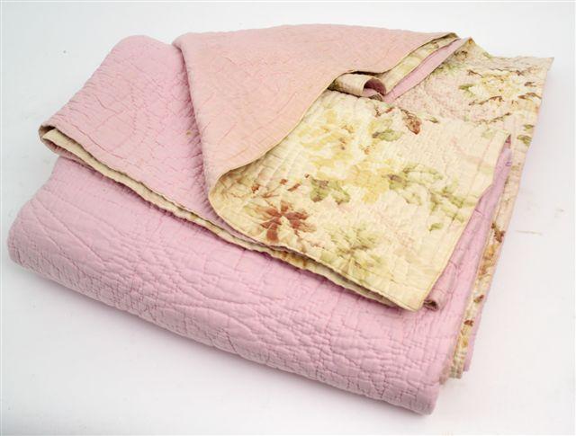 Appraisal: DURHAM QUILT one side pink and the other with a