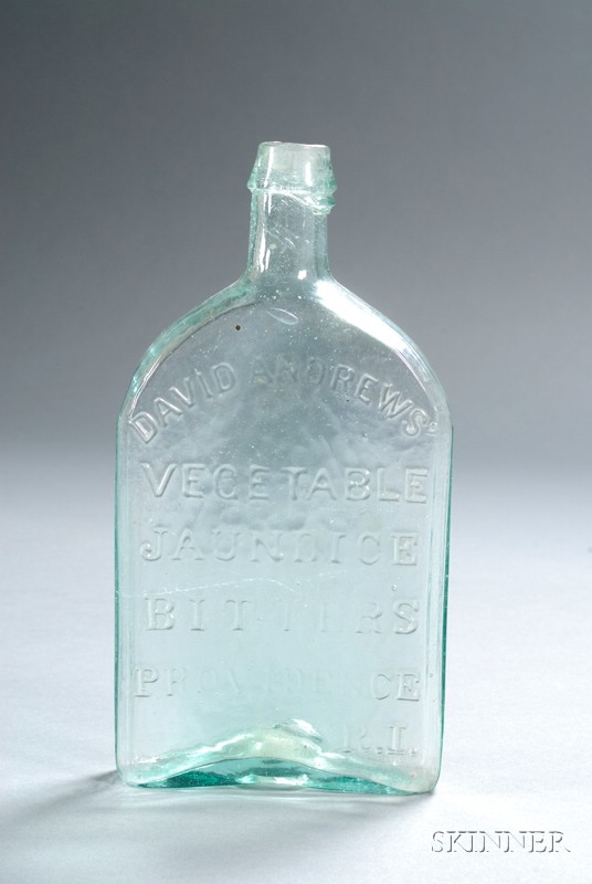 Appraisal: Aqua Glass DAVID ANDREWS' VEGETABLE JAUNDICE BITTERS Bottle Providence R