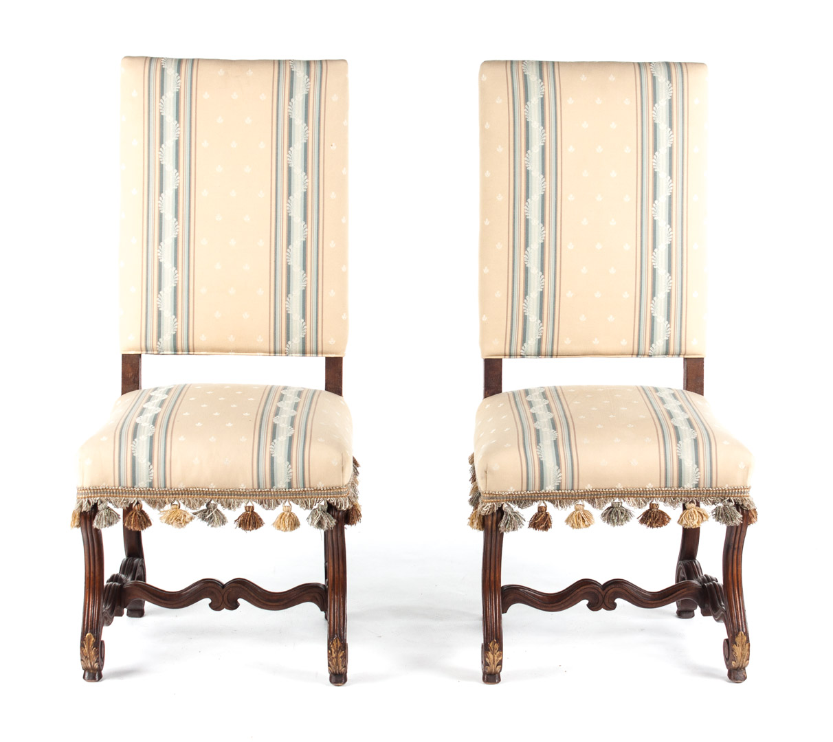 Appraisal: Pr Louis XIII style upholstered walnut side chairs each with