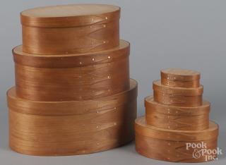 Appraisal: Seven graduated Shaker baskets by John Ernisse '' h