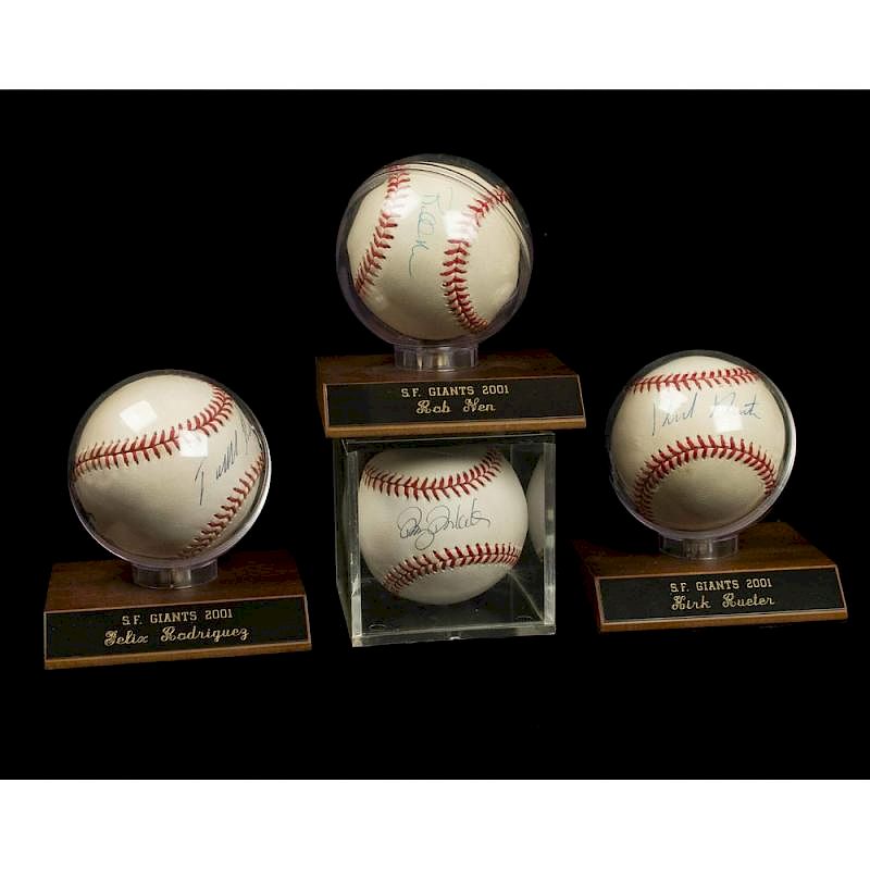 Appraisal: Four S F Giants Autographed Baseballs w COA Lot of