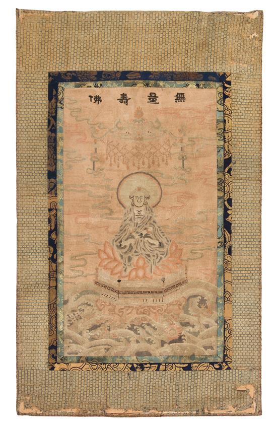 Appraisal: Sale Lot A Silk Thangka qing dynasty centered with the