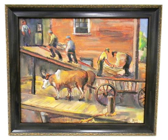 Appraisal: Marion Huse American - Ox Team Nova Scotia oil on