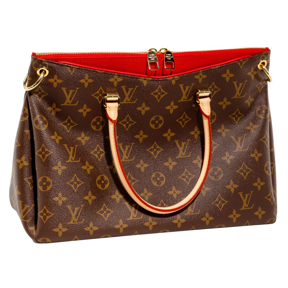 Appraisal: LOUIS VUITTON PALLAS CHERISE TOTECoated brown and tan monogram canvas